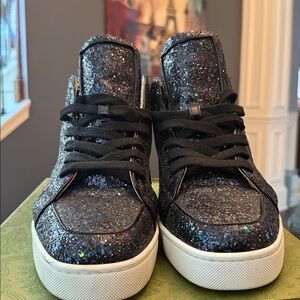 Christian Louboutin Orlato Rantus Black Glitter Sneakers